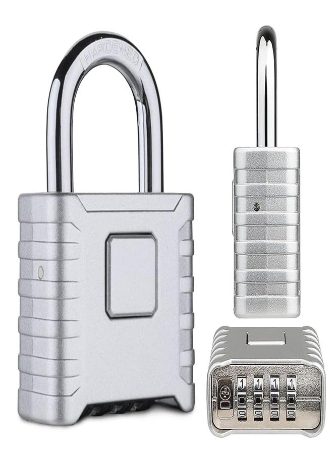 FreshDcart Resettable 4-Digit Number Combination Zinc Padlock PIN Security Number Padlock Heavy Duty Weatherproof for Indoor and Outdoor Use, Sheds, Gates, Lockers, Storage (Silver) - Image 1